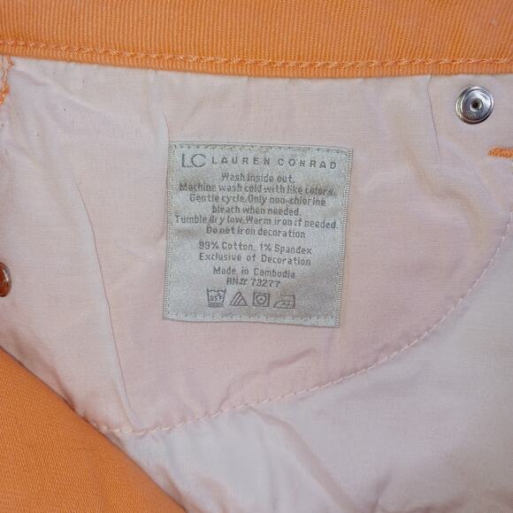 Lauren Conrad LC Cutoff Denim Shorts Womens Size 16 Peach 3" Mid Rise Distressed - Picture 11 of 11